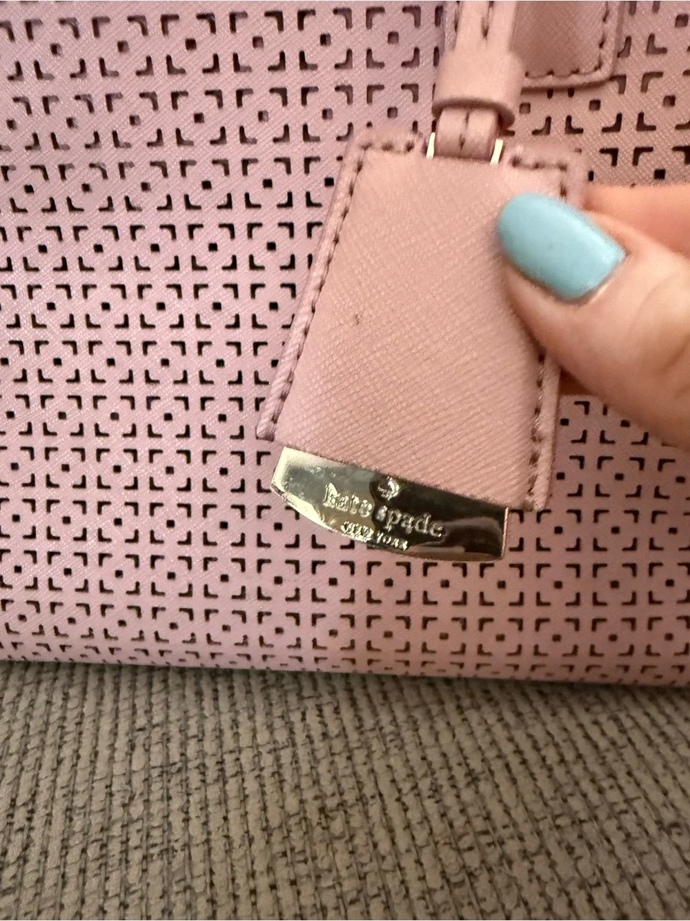 kate spade Blush Pink Perforated Leather Satchel with Crossbody Strap